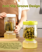 ZENS Glass Pickle Jar with Strainer Flip, 2 Pack Pickle Container Olive