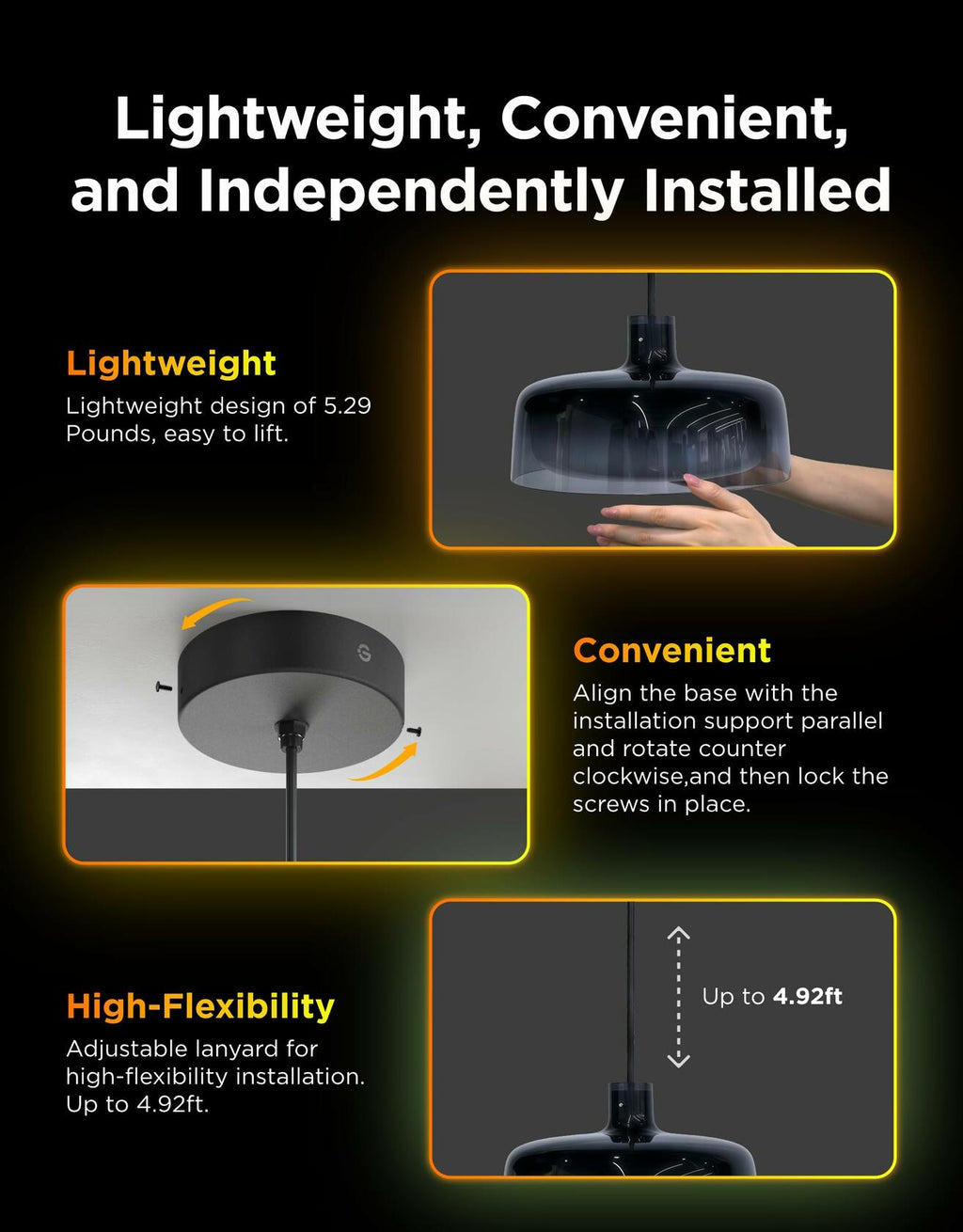 Govee Pendant Light for Kitchen Island, Three-Layer RGBIC Smart Lighting, Matter