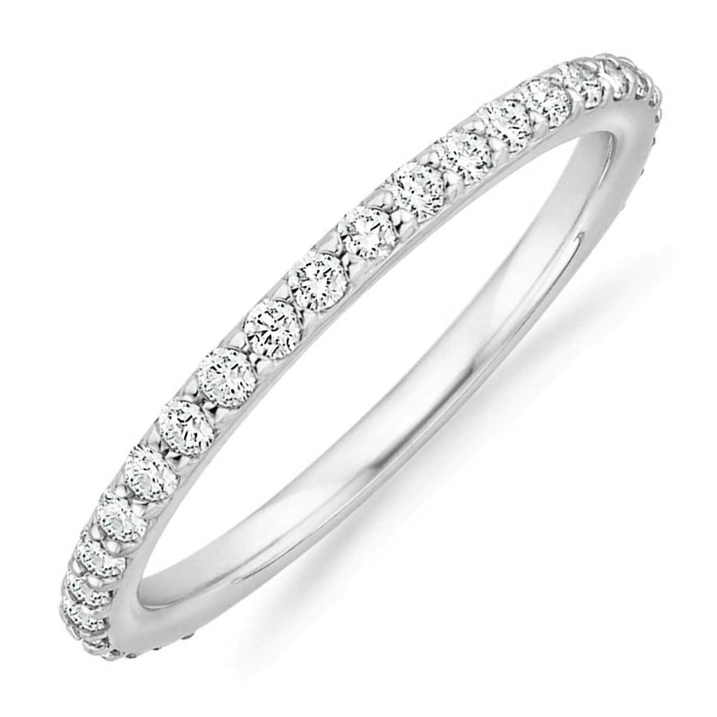 PAVOI 14K Gold Plated Cubic Zirconia Stackable Eternity Bands White Gold for