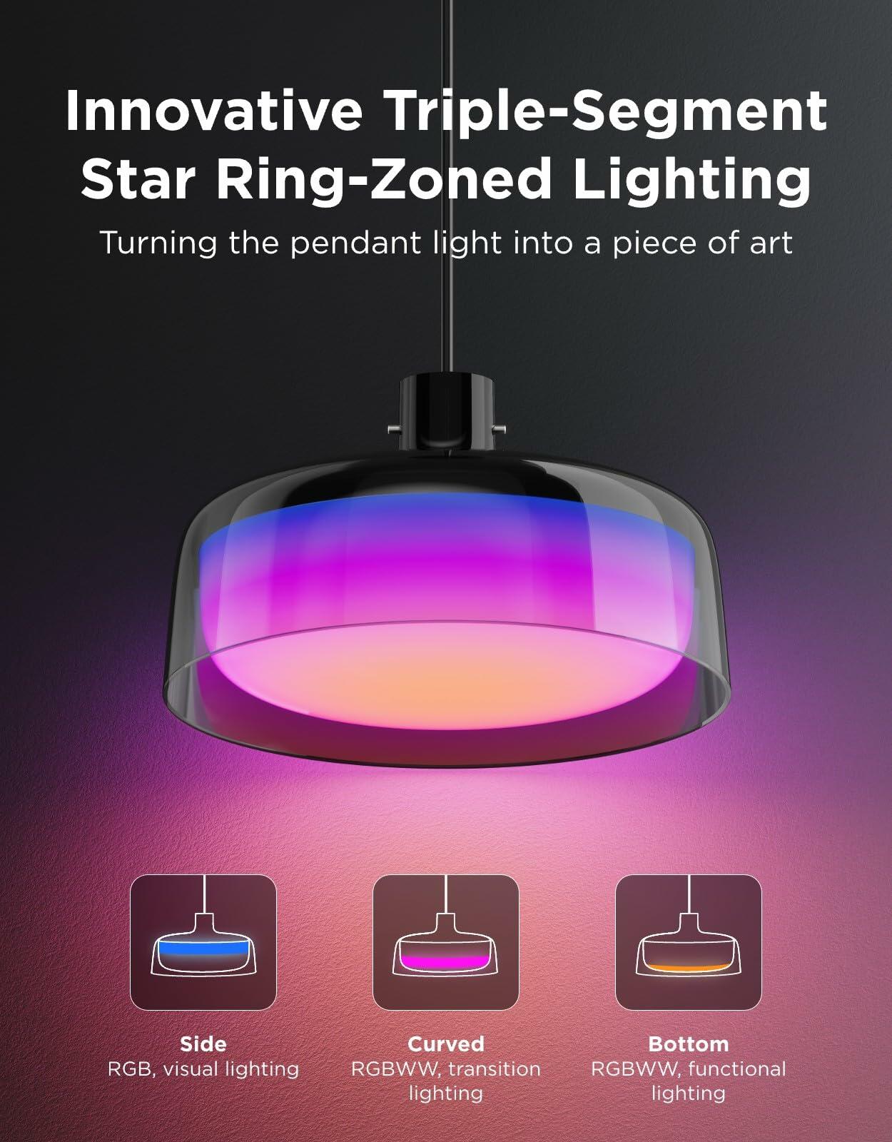 Govee Pendant Light for Kitchen Island, Three-Layer RGBIC Smart Lighting, Matter