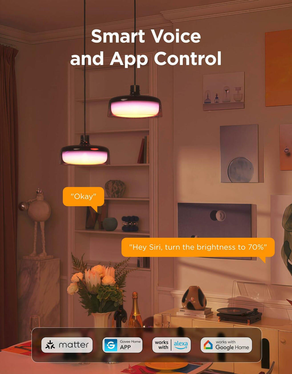 Govee Pendant Light for Kitchen Island, Three-Layer RGBIC Smart Lighting, Matter