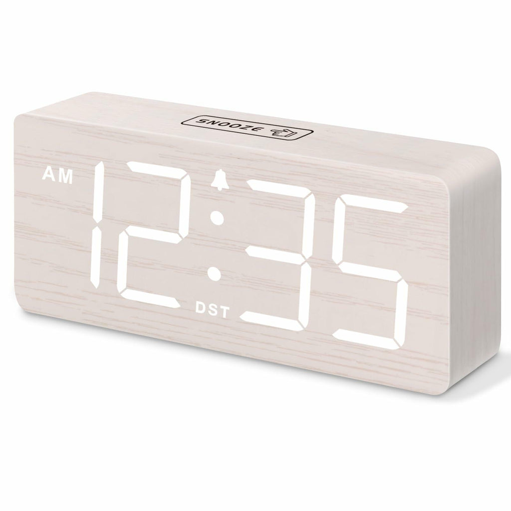 DreamSky Wooden Digital Alarm Clock for Bedroom - Desk Clock for Living Room