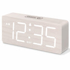 DreamSky Wooden Digital Alarm Clock for Bedroom - Desk Clock for Living Room