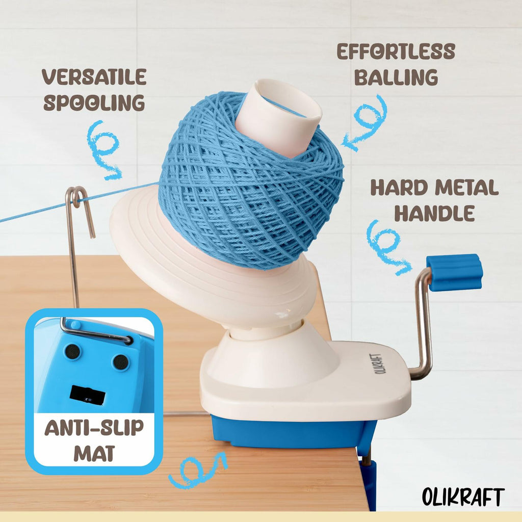 Olikraft Crochet Yarn Winder for Crocheting and Umbrella Swift (with Skein