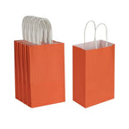 Oikss 50 Pack 5.25x3.25x8.25 Inch Small Orange Kraft Paper Bags with Handles