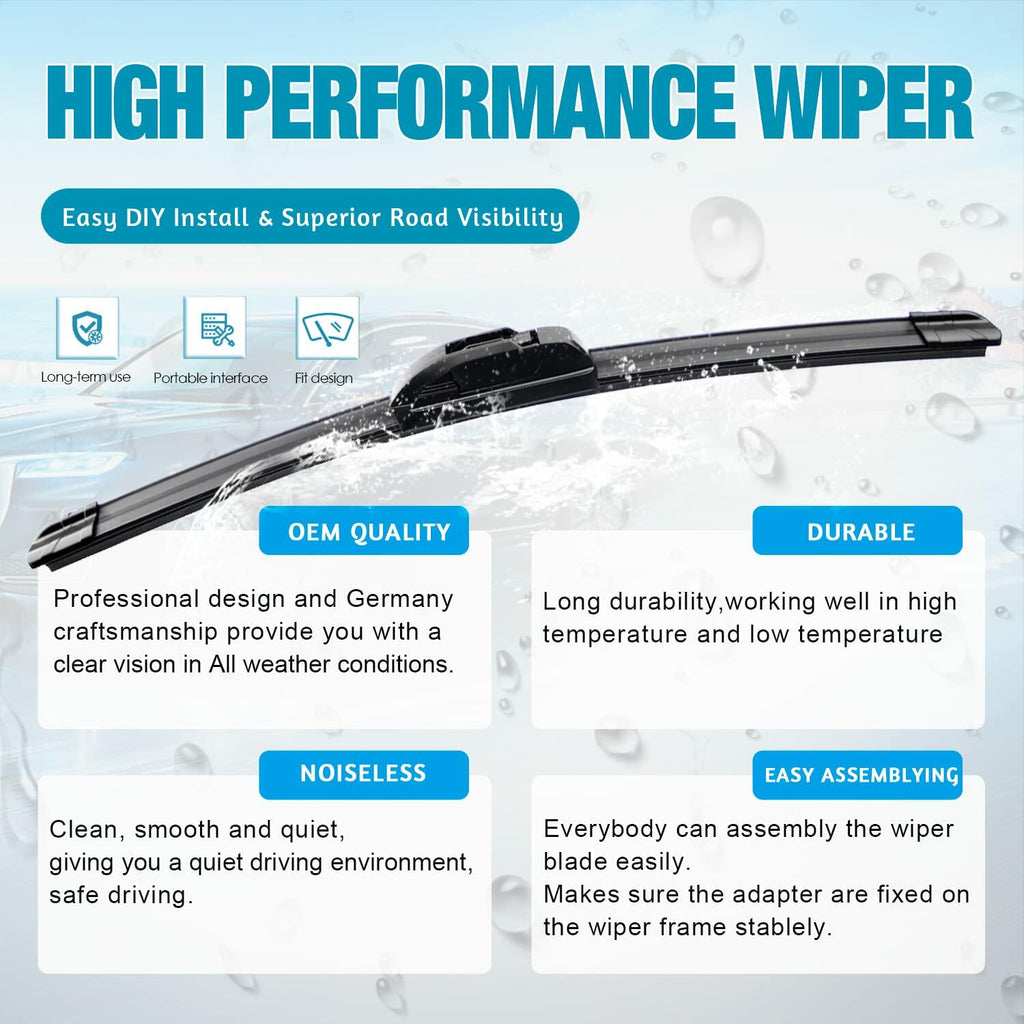 2 Pack VTOGOI OEM Quality 24''+18'' Premium All-Season Auto Windshield Natural