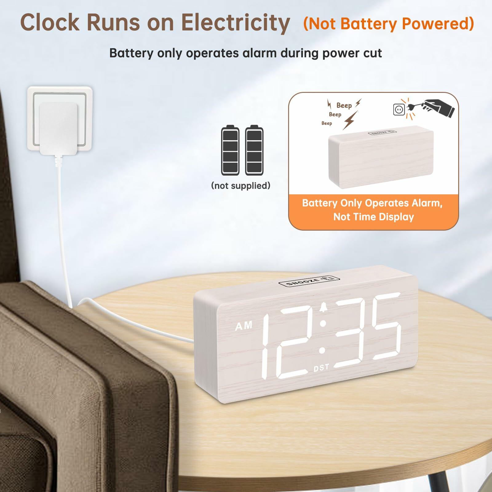 DreamSky Wooden Digital Alarm Clock for Bedroom - Desk Clock for Living Room