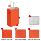 Oikss 50 Pack 5.25x3.25x8.25 Inch Small Orange Kraft Paper Bags with Handles