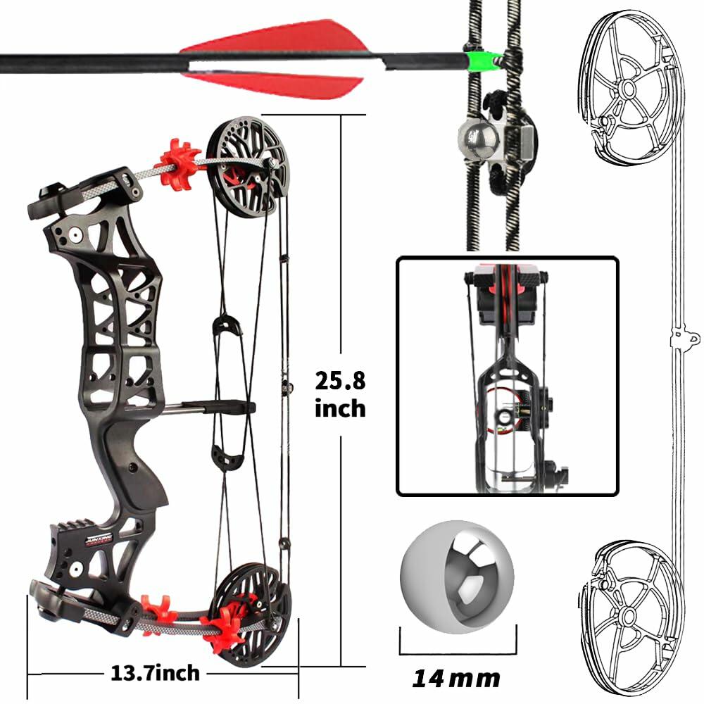 surwolf Archery Compound Bow Kit Steelball Bow Set Draw Weight 30-60Lbs, CNC