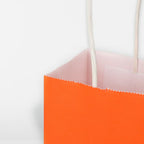 Oikss 50 Pack 5.25x3.25x8.25 Inch Small Orange Kraft Paper Bags with Handles