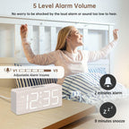 DreamSky Wooden Digital Alarm Clock for Bedroom - Desk Clock for Living Room
