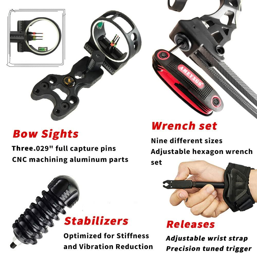 surwolf Archery Compound Bow Kit Steelball Bow Set Draw Weight 30-60Lbs, CNC
