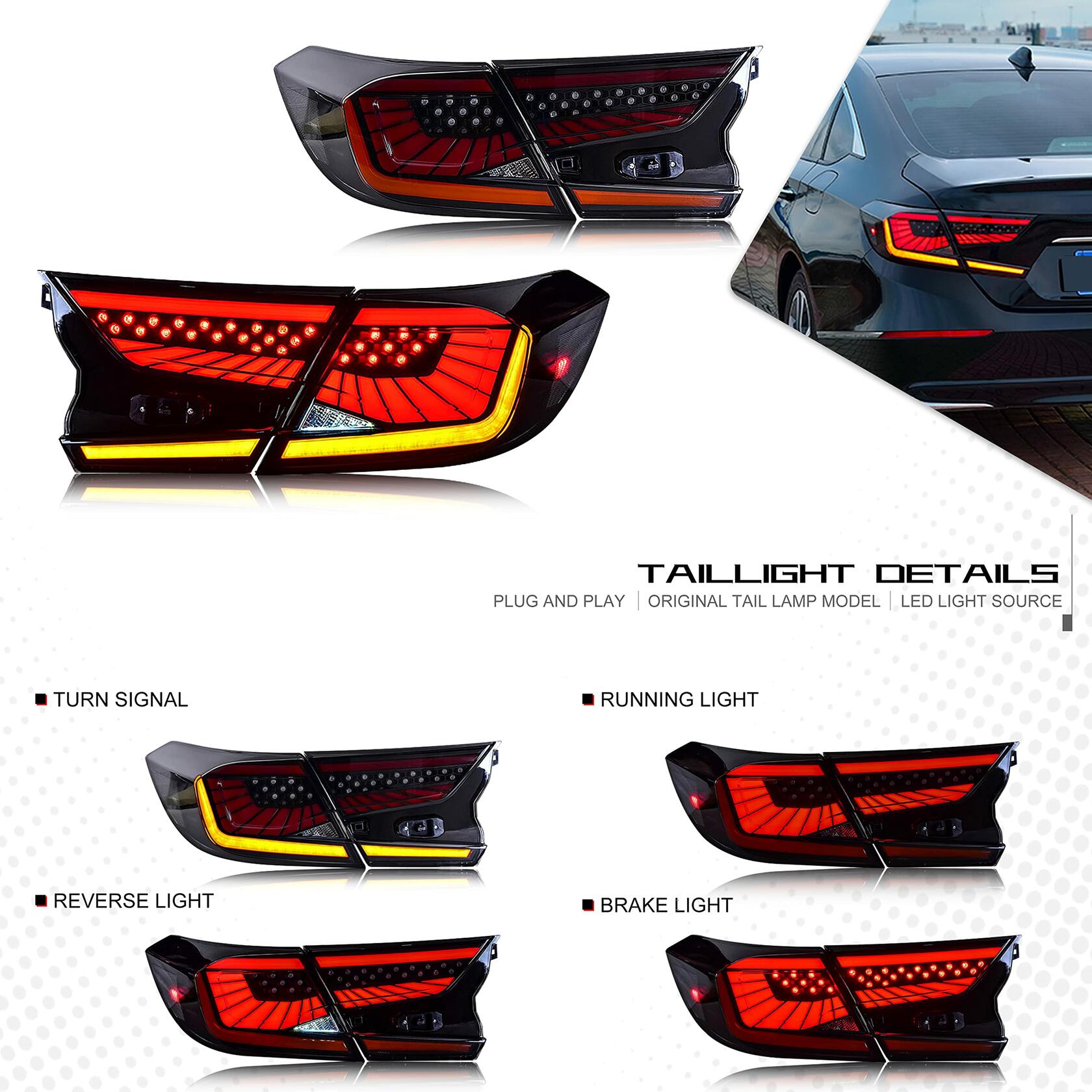 inginuity time LED Tail Lights For Honda Accord 10th Gen 2018 2019 2020 2021