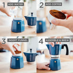 GROSCHE Milano Stovetop Espresso Maker Moka Pot 3 espresso Cup - 5 oz, Blue
