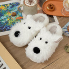 Vegove Furry Dog Slippers for Women, Cute Cozy Fluffy Highland Terrier Puppy