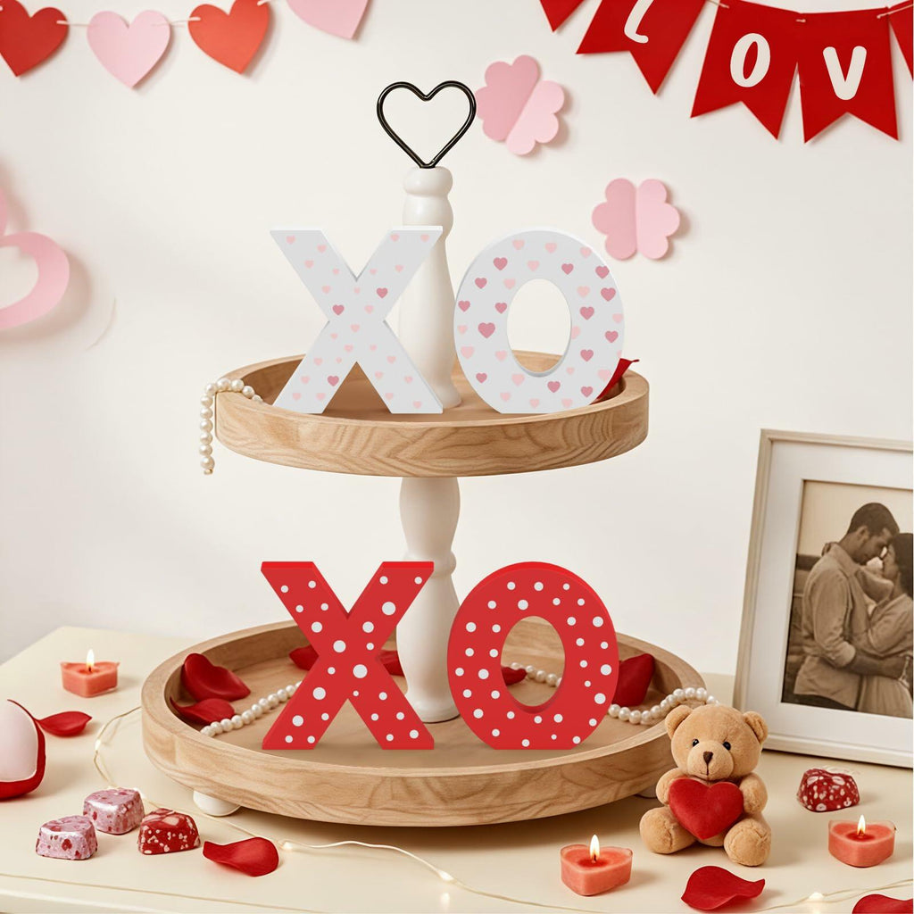 OLANRUN Valentines Day Decorations, 4 Pack XOXO Wooden Letters Indoor Decor