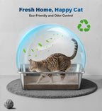 Qiuma Stainless Steel Litter Box, Metal Cat Litter Box with High Sides,