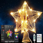 ODEETRONIC Smart Christmas Tree Topper, 8" RGB Star Tree Topper, 20LED 3D Hollow