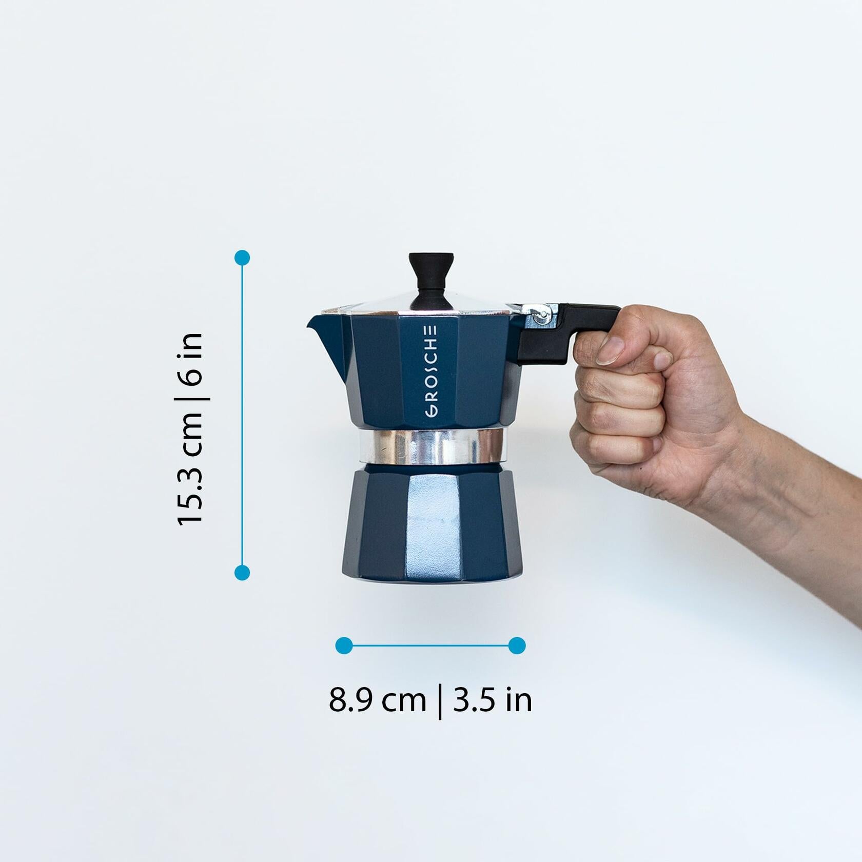 GROSCHE Milano Stovetop Espresso Maker Moka Pot 3 espresso Cup - 5 oz, Blue