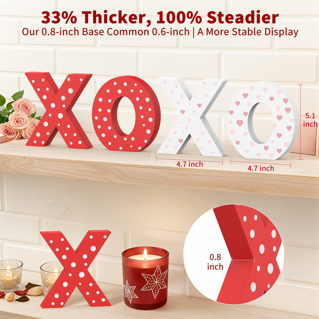 OLANRUN Valentines Day Decorations, 4 Pack XOXO Wooden Letters Indoor Decor