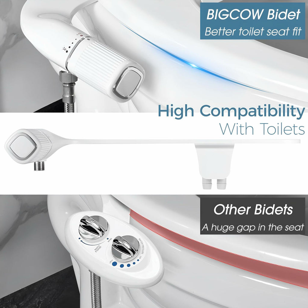 BIGCOW Ultra-Slim Bidet Attachment for Toilet - Dual Nozzle (Frontal & Rear