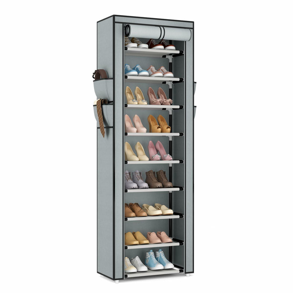 VILICK Shoe Rack with Cover Narrow Shoe Rack Organizer with 4 Side Pockets 10