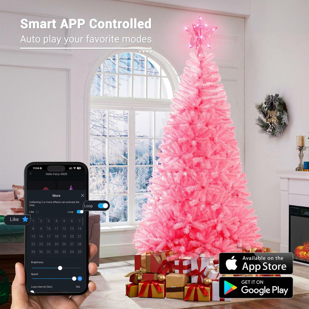 ODEETRONIC Smart Christmas Tree Topper, 8" RGB Star Tree Topper, 20LED 3D Hollow