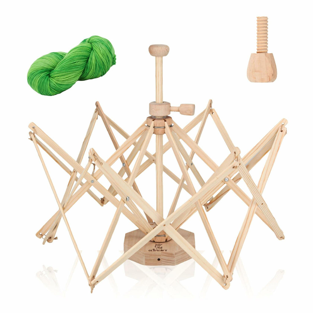 Olikraft Wooden Yarn Swift | Lightweight Reverse Yarn Umbrella Swifts | Ball