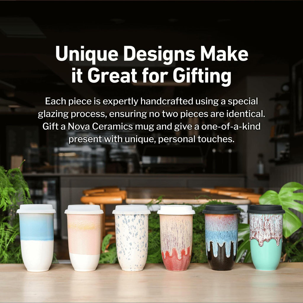 NOVA CERAMICS Travel Mug On the Go Coffee Mug Microwave & Dishwasher Safe Green