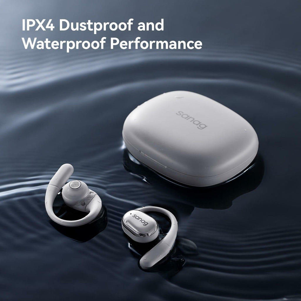 Sanag Open-Ear Wireless Earbuds Bluetooth 5.4 with Secure Earhooks - 56H Playtime, HiFi Deep Bass, Clear Calls, IPX4 Waterproof, Sports Running Workout Earphones with APP Control, Black