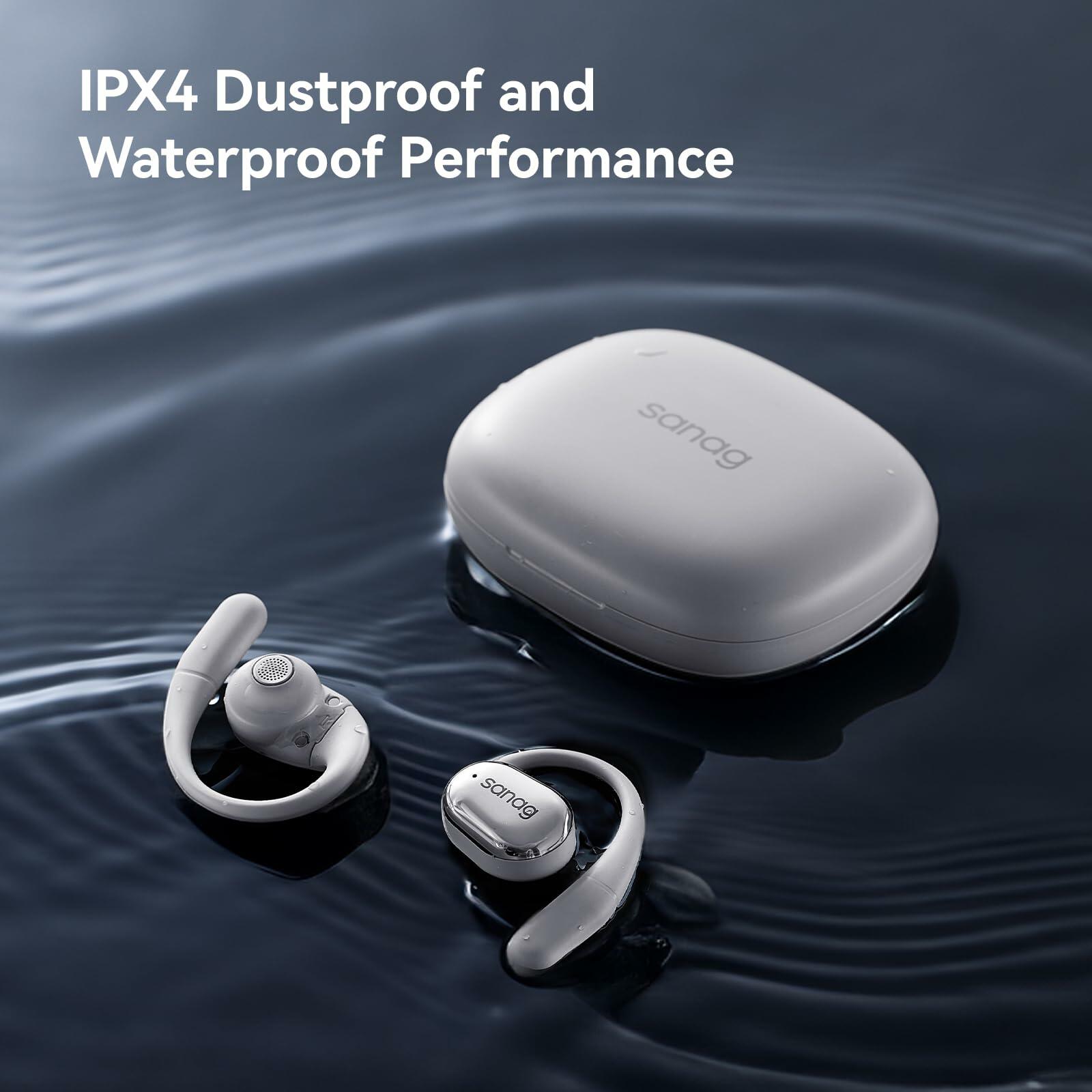 Sanag Open-Ear Wireless Earbuds Bluetooth 5.4 with Secure Earhooks - 56H Playtime, HiFi Deep Bass, Clear Calls, IPX4 Waterproof, Sports Running Workout Earphones with APP Control, Black