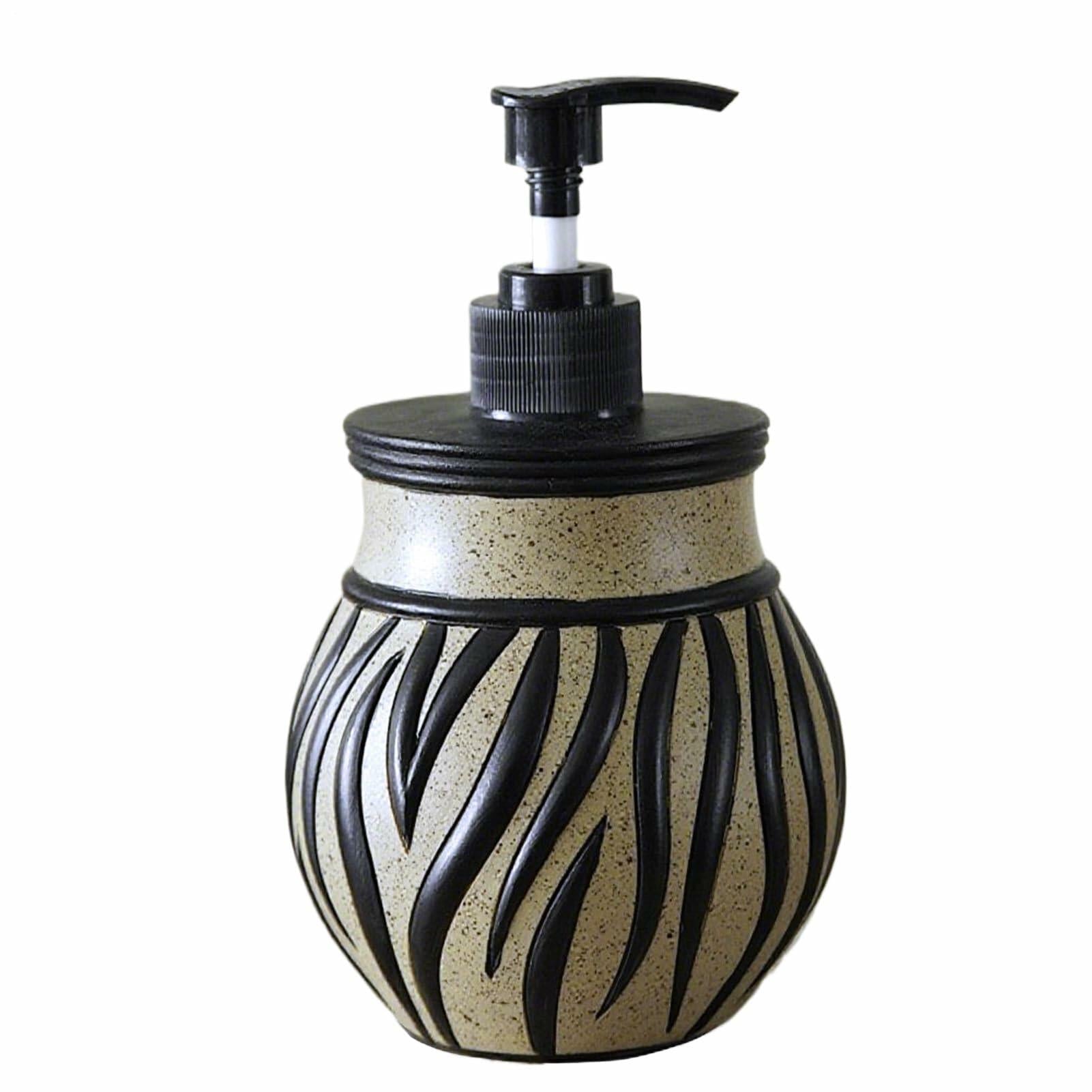 Hand Soap Dispenser - 400ML Zebra Pattern Pump Bottle, Retro Decorative Holder | Refillable Bathroom Soap Container for Home Shower Sink Dressing Table Kitchen Counter Lotion Oil 9.5 x 9.5 x 16.5 cm