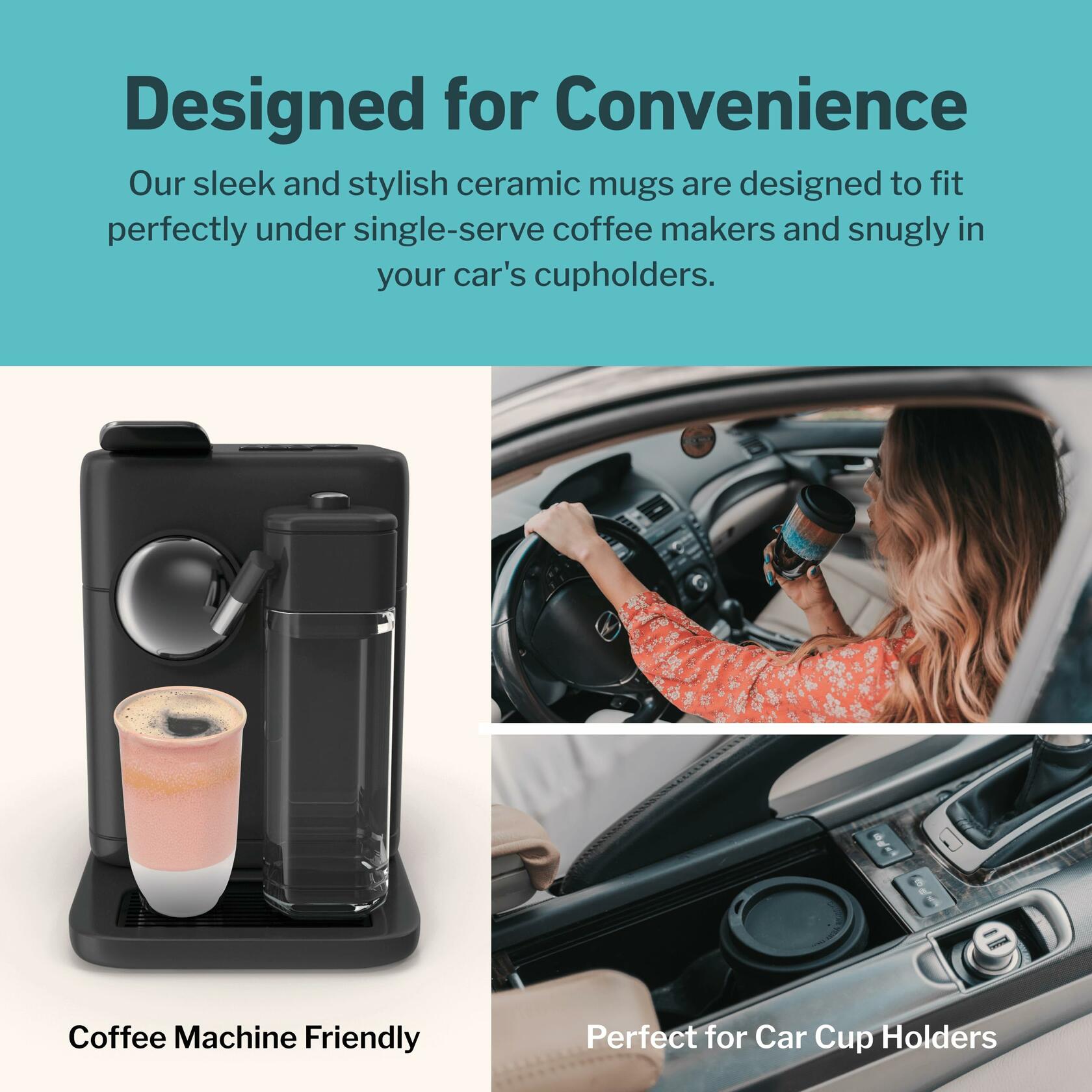 NOVA CERAMICS Travel Mug On the Go Coffee Mug Microwave & Dishwasher Safe Green