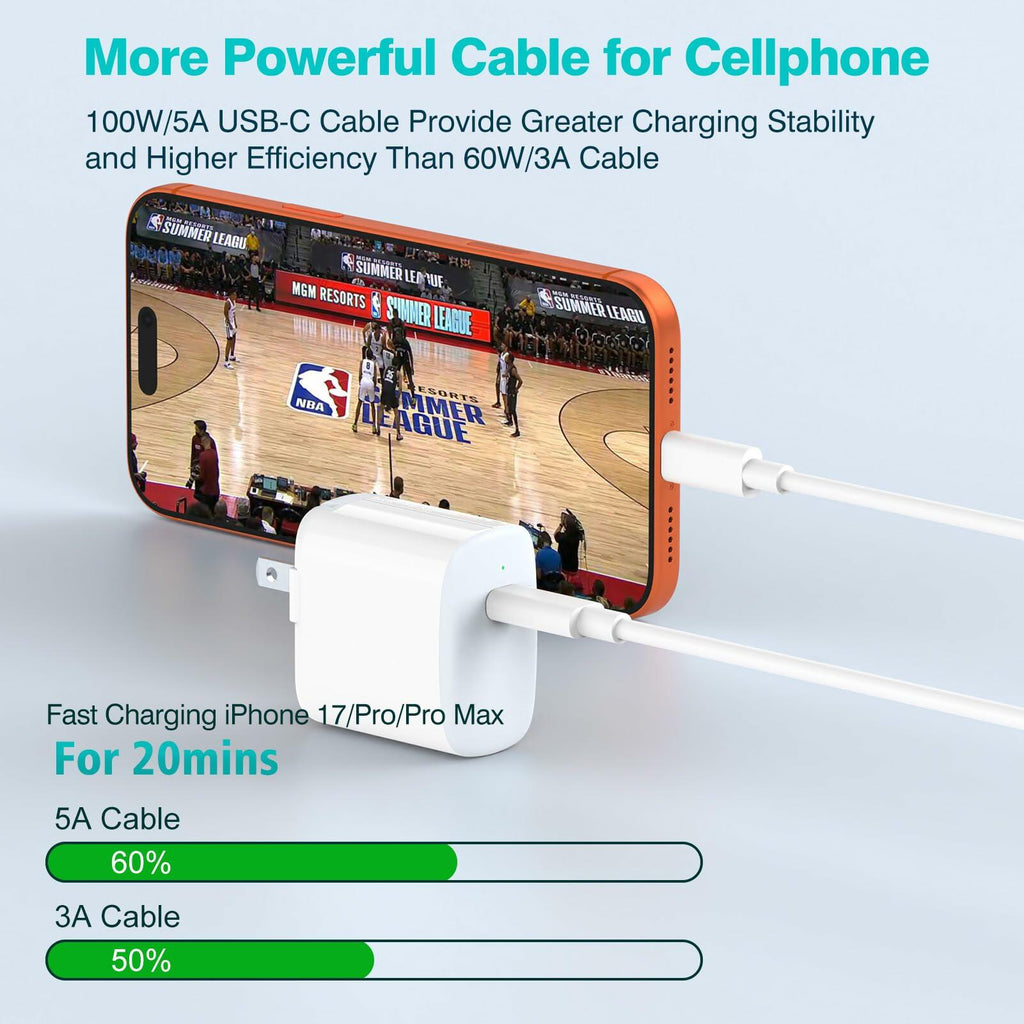 USB C to USB C Cable 100W for MacBook Pro/Air Charger, iPad Pro 13/12.9/11 inch,