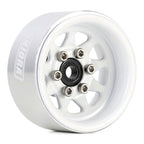 INJORA 1.0 Beadlock Wheel Stamped Steel Beadlock Deep Dish 1.0" Wheels for Axial SCX24 Gladiator Deadbolt Bronco C10 JLU Upgrade Parts(White)