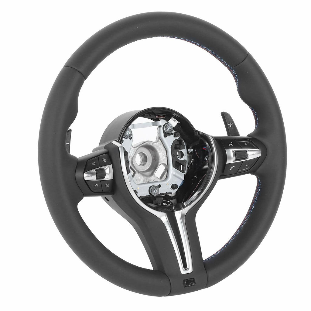 UPALDHOU Upgrade F80 M3 Style Steering Wheel, Full Leather with Paddle Shifters and Multifunction Buttons, Fit for 1 2 3 4 Series X1 X3 X4 X5 X6 2012-2020