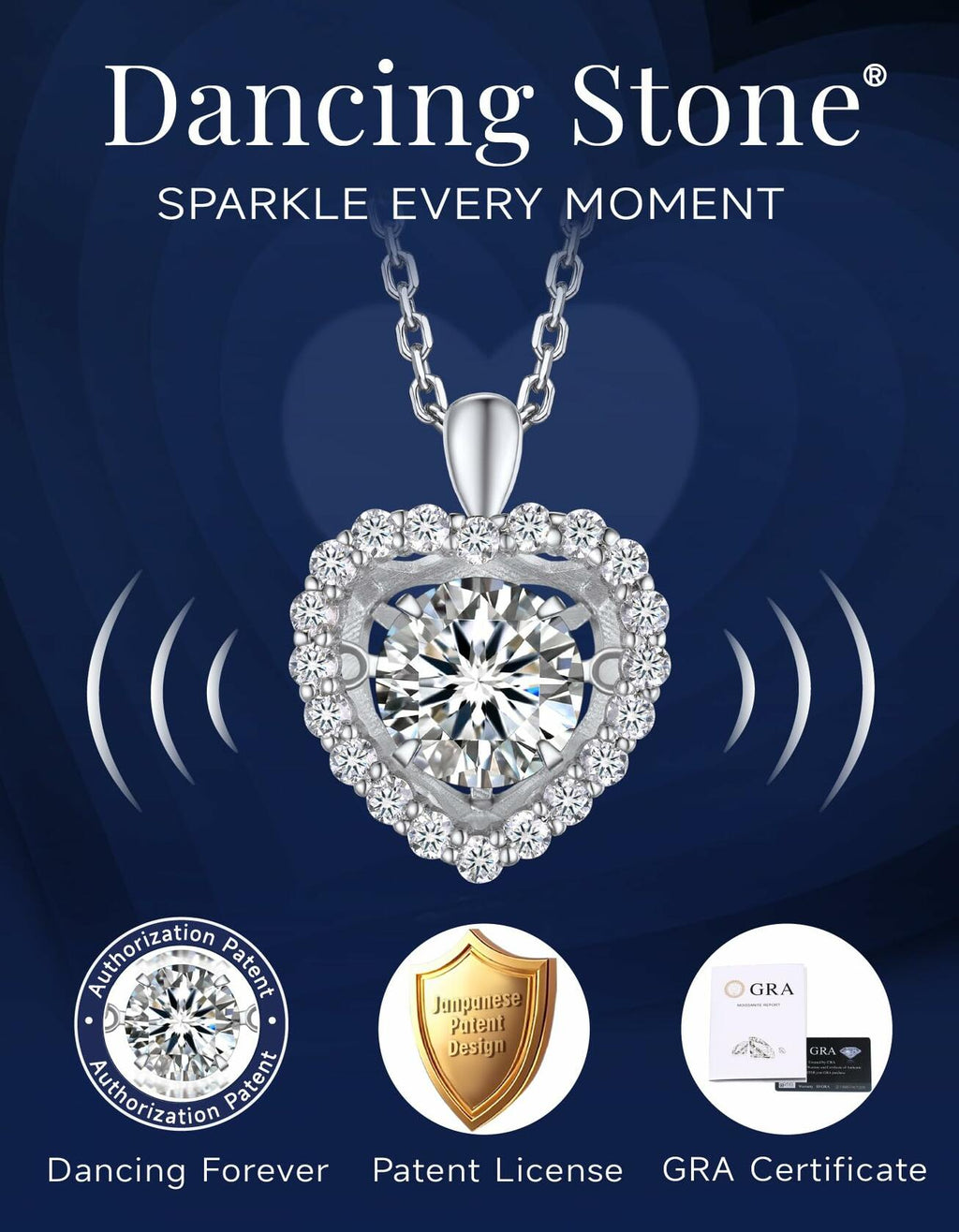 MomentWish Heart Necklace, Sparkling Gift for Her,1Carat Moissanite Necklace for
