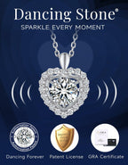 MomentWish Heart Necklace, Sparkling Gift for Her,1Carat Moissanite Necklace for