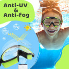 Vvinca 2 Pack Kids Goggles with Bungee Strap Wide View Anti Fog UV No Leak