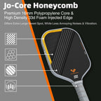 JOJOLEMON Pickleball Paddles, Raw Carbon Fiber Rackets with 16mm Polymer Honeycomb Core, Hybrid Racquet Designed for Ultimate Spin & Consistency - USAPA Approved