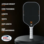 JOJOLEMON Pickleball Paddles, Raw Carbon Fiber Rackets with 16mm Polymer Honeycomb Core, Hybrid Racquet Designed for Ultimate Spin & Consistency - USAPA Approved