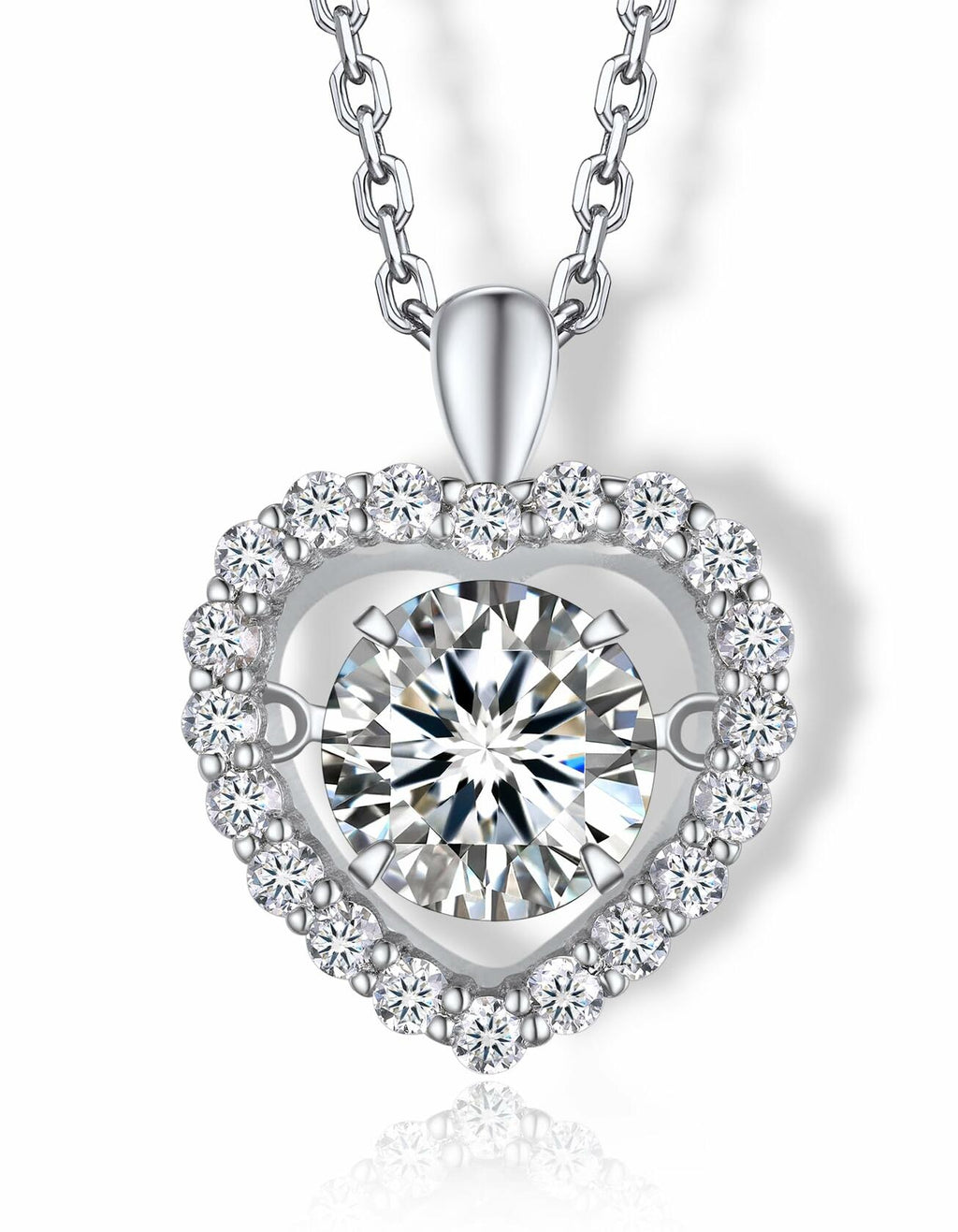 MomentWish Heart Necklace, Sparkling Gift for Her,1Carat Moissanite Necklace for