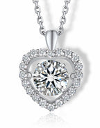 MomentWish Heart Necklace, Sparkling Gift for Her,1Carat Moissanite Necklace for