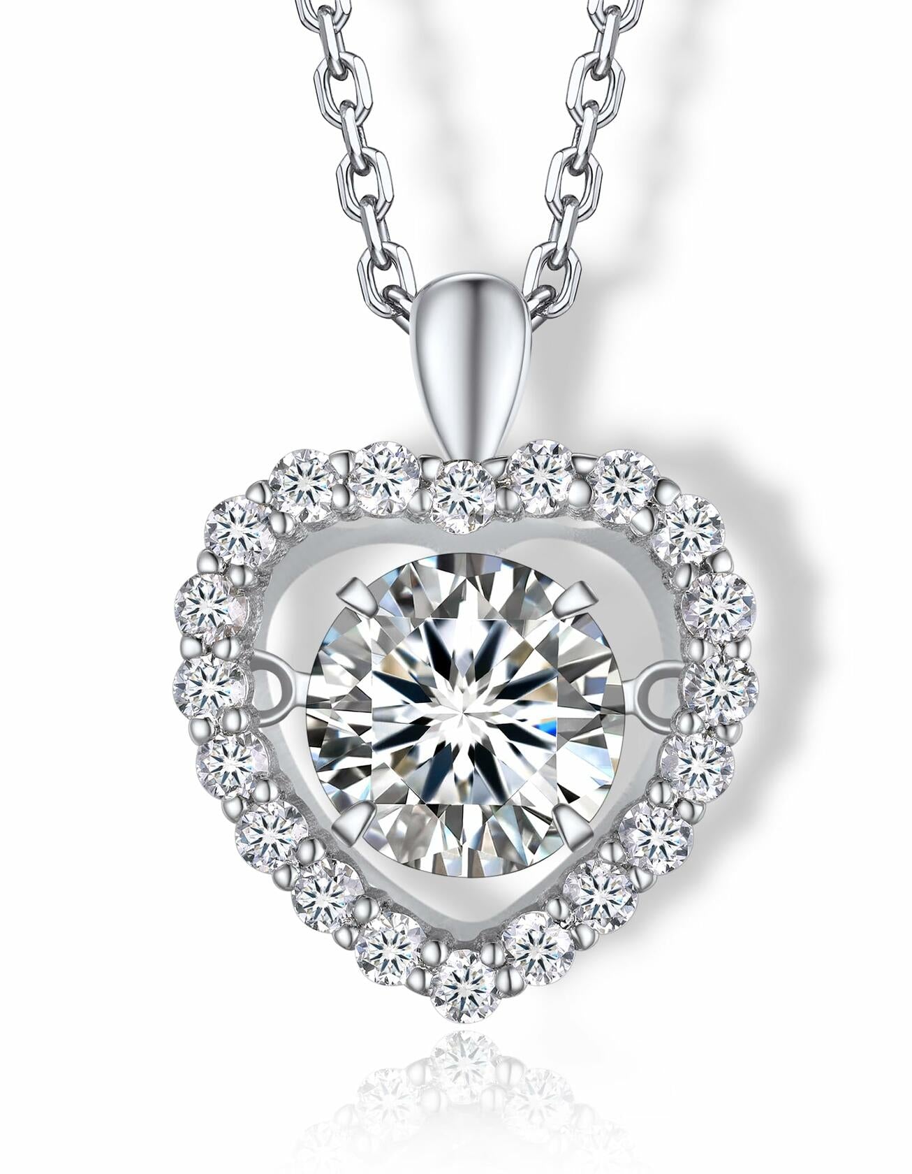MomentWish Heart Necklace, Sparkling Gift for Her,1Carat Moissanite Necklace for