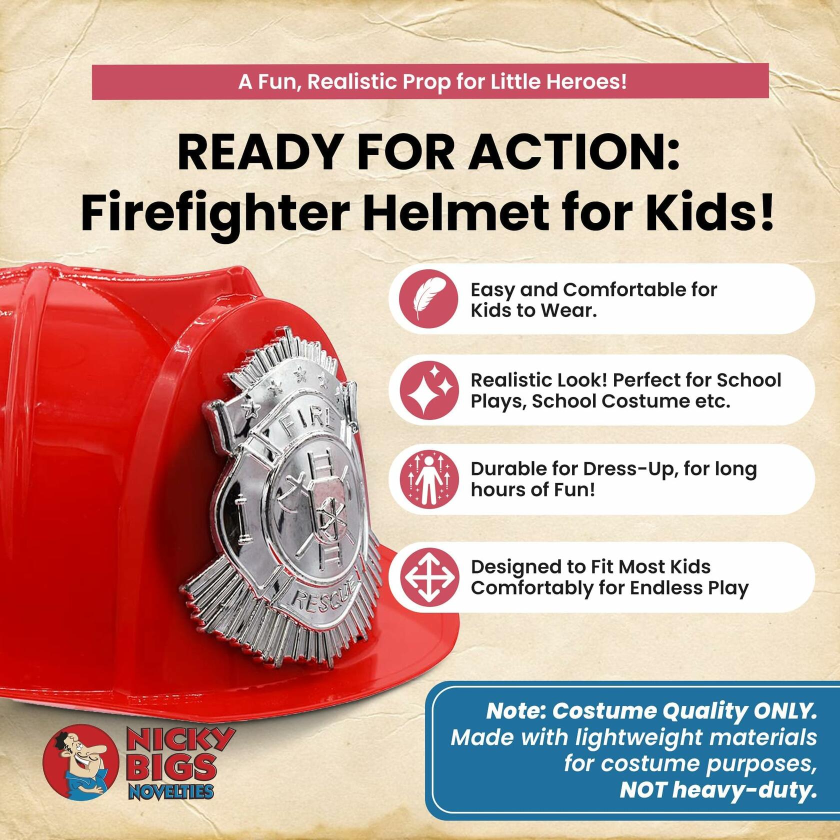 Nicky Bigs Novelties Morph Firefighter Helmet, Fireman Hat For Kids, Fighter Hat, Firefighter Accessories Kids For Fire Fighter Costume Boys