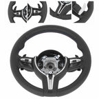 UPALDHOU Upgrade F80 M3 Style Steering Wheel, Full Leather with Paddle Shifters and Multifunction Buttons, Fit for 1 2 3 4 Series X1 X3 X4 X5 X6 2012-2020