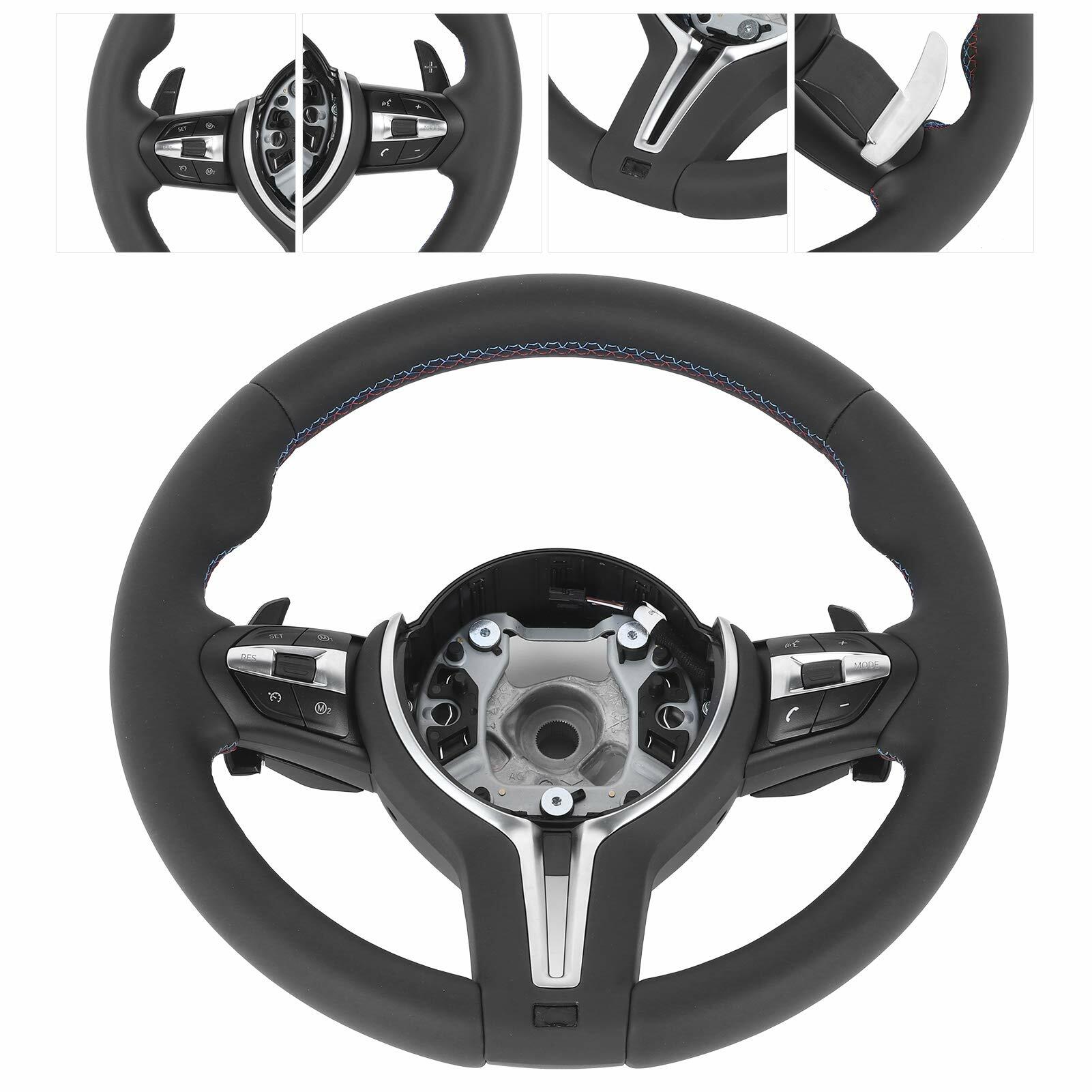 UPALDHOU Upgrade F80 M3 Style Steering Wheel, Full Leather with Paddle Shifters and Multifunction Buttons, Fit for 1 2 3 4 Series X1 X3 X4 X5 X6 2012-2020