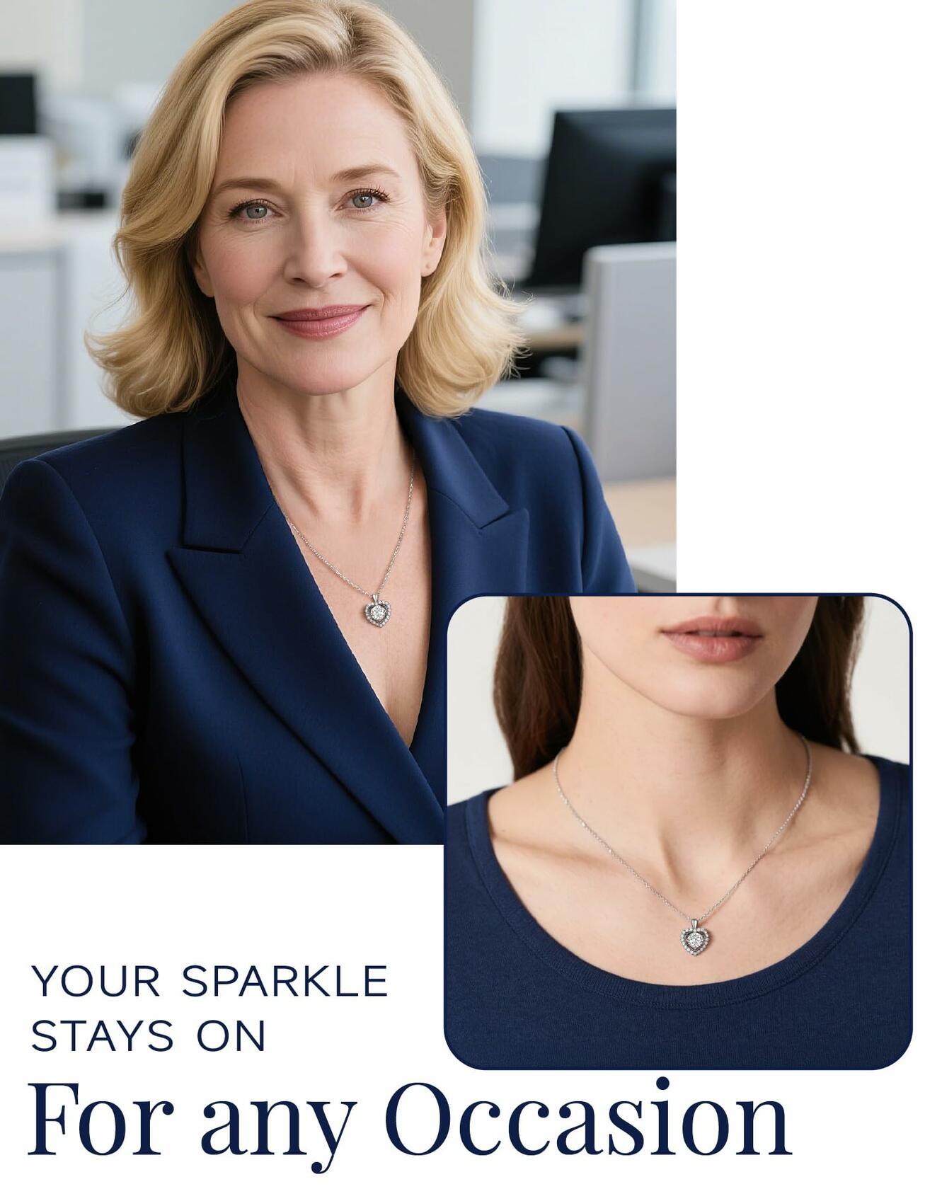 MomentWish Heart Necklace, Sparkling Gift for Her,1Carat Moissanite Necklace for