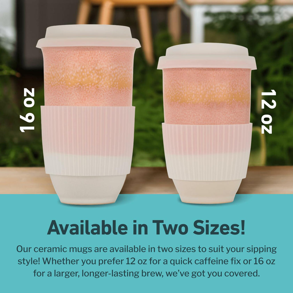 NOVA CERAMICS Travel Mug On the Go Coffee Mug Microwave & Dishwasher Safe Green