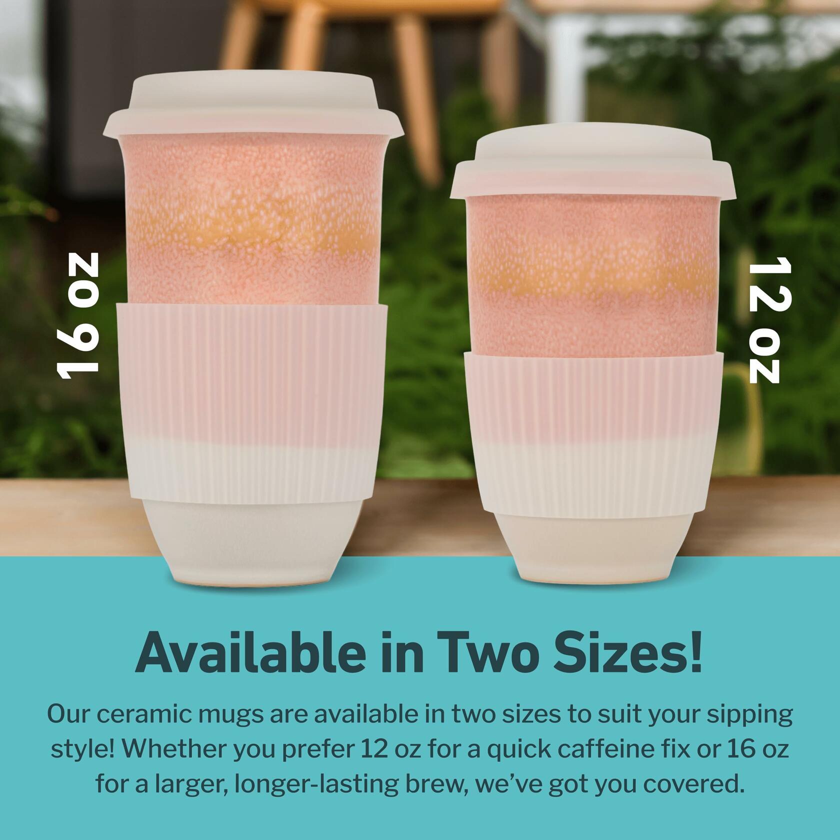 NOVA CERAMICS Travel Mug On the Go Coffee Mug Microwave & Dishwasher Safe Green